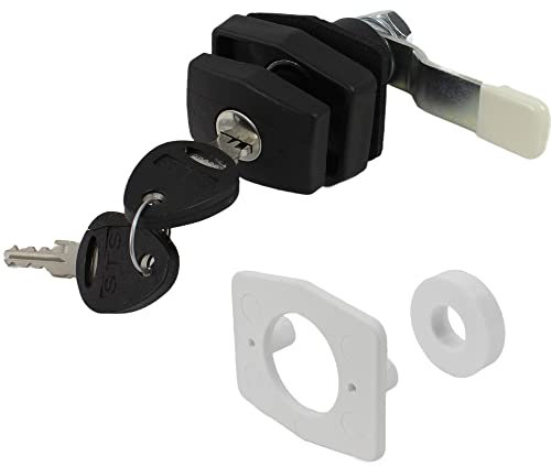STS Push Lock Serrure à rabat hexagonale, noire, pour trappe de service, caravane, camping-car, bateau