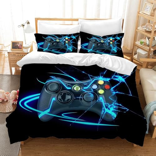 Gamepad Housse de Couette Ensemble De Literie Gamepad 3D Gamepad Impression Microfibre Parure De Lit Housse de couette et taie d'oreiller 65x65cm pour Enfants Adolescents (Gamepad 01, 220 x 240 cm)