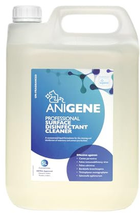 ANIGENE Surface Disinfectant Cleaner (5L – Unscented) - Disinfectant Solution For Use Around Animals & Pets, Kills Bacteria, Viruses, Fungi & Yeast – Non-Corrosive In Use - Made In The UK
