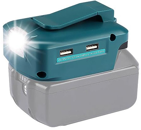 ANCLLO Adaptateur de Batterie pour 14,4 V à 20 V Batterie avec Chargeur de téléphone USB Adaptateur Convertisseur 3W LED Lampe Torche de Travail