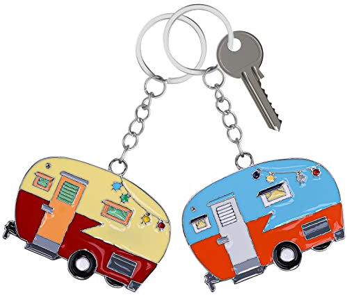DSLSQD Lot de 2 porte-clés pour camping-car, accessoires pour remorques de voyage, camping - Porte-clés mignon pour décoration de camping-car, voyage, voyage, Bleu + jaune., 3cm/1.18inch