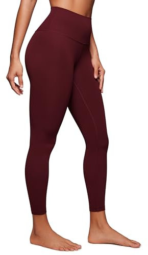 CRZ YOGA Butterluxe Damen High Waist Sport Leggings Blickdicht Yoga Leggins Sporthose Workout Gym Yogahose - 64cm Roter Merlot 38