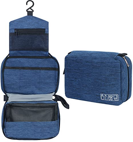 Simpolor Kulturbeutel, Hängender Kulturbeutel für Damen Herren, Wasserdichter Reise-Kultur-Organizer mit Stabilem Haken, Kompakte Tragbare Kosmetiktasche Waschasche, Badezimmer-Aufbewahrungstasche-S