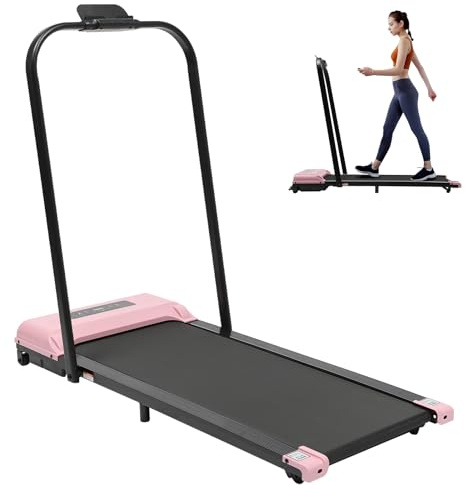 BJTDLLX Tapis de course pour la maison - Pliable - Avec écran LED et télécommande - 3.0 HP - Tapis de course électrique - 1 à 10 km/h - Pour la maison et le bureau - Sans montage - Rose