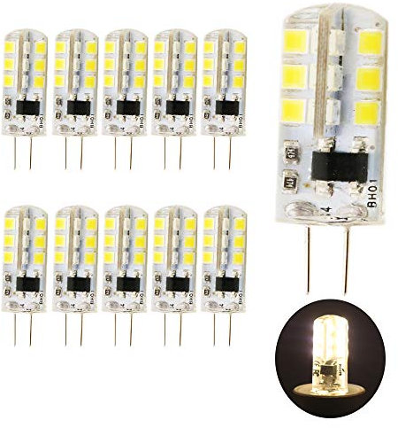 Mengjay 10 Stück G4 LED Lamps 3W LED Leuchtmittel 24 SMD 2835LEDs LED Birne Super Hell 260LM LED Lampen Birnen AC220V (Warmweiß-3000K)
