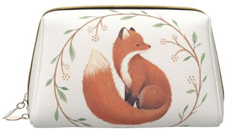 OPSREY Trousse de toilette en cuir de vache avec imprimé - Portable - Trousse de toilette, Renard peint à la main, Taille unique