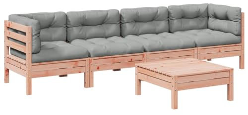 vidaXL Garten Sofa Garnitur 5-TLG., Gartenmöbel Set mit Kissen Latten-Design, Sitzgruppe für Garten Terrasse, Modular Gartensofa Lounge, Massivholz Douglasie