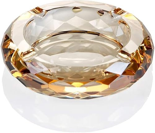 CDXHOME - Cenicero de Cristal Elegante, Portacigarrillos Dorado para Decoración de Mesa en Casa y Oficina (Oro Cristalino, 4,7 Pulgadas)