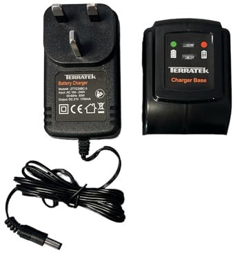 Terratek 20V 1 Hour Fast Charge Lithium Ion Charger Replacement For TTCGT18, TCSBUN, TTHED18, TBUNHED, TTLRC, TLRSET & TTCLB18 Range Only. The Lithium Charger Will Only Fit The Garden Range Mentioned