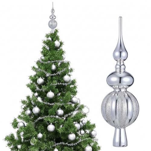 Housoutil Weihnachtsbaumspitze, 3-Stufige Silber Kugelförmige Christbaumspitze, Weihnachtsbaumschmuck Aus Kunststoff Vintage Für Weihnachten Baumschmuck