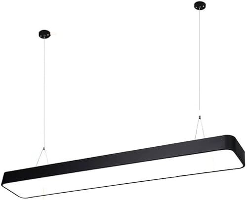 Moderna lampada a sospensione lineare a LED compatibile con ufficio, lampada da negozio da 48 W compatibile con garage, lampadario da soffitto nero, lampada a sospensione lineare bianca Luce a soffitt