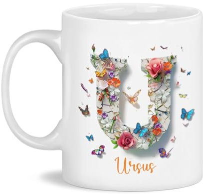 Tasse Fantastischer Anfangsbuchstabe U Personalisierter Name Bunte Schmetterlinge Buchstabe U Alphabet Themenbuchstabe U Mit Blume Weiß Kaffeebecher Weihnachtstasse Retro Kaffeetasse Für 330ML
