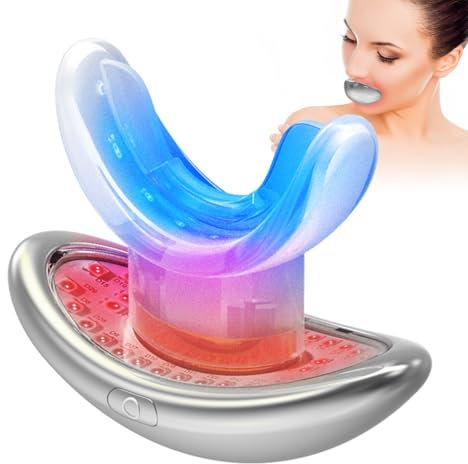 Lip Plumper Device Red Light Therapy,2 in 1 Lip and Teeth Care Tool,Anti-Aging Smooth Lip Wrinkles Lip Plumper Device and Blu-ray Teeth Whitening,Fuller,More Vibrant Lips (Silver)