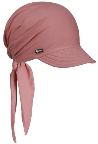 Lipodo Bandana Cap mit Schleifenbindung Damen - Sonnencap Handmade in Italy - Kopftuch mit Schirm - Visor One Size (54-60 cm) - Sommercap aus Baumwolle - Mütze Frühjahr/Sommer Altrosa One Size