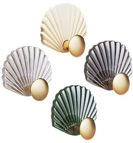 HOUDERCO 4 Stück Muschel-Wandhaken Garage Tor Schlüsselhaken für die Wand klebrige Kleiderbügel Halter bag hook wall hooks Haken zum Aufhängen Badezimmer-Handtuchhaken für die Wand Abs