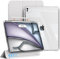 ZKTUYU Étui hybride pour iPad Air 13 2025 (M3)/2024 (M2) avec porte-stylo, coque magnétique amovible, étui de support à trois volets, coque arrière transparente (gris clair)