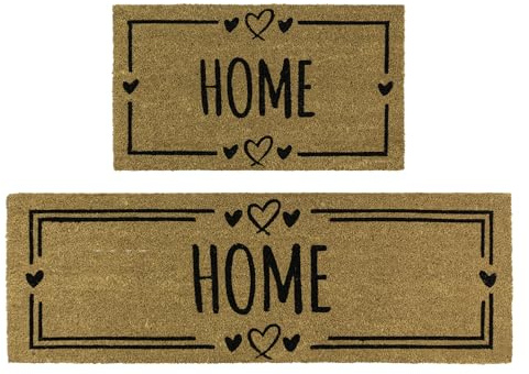 JVL Eco-Friendly Latex Backed Coir Entrance Doormat and Runner Set - Home Hearts