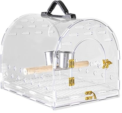 Rdxanc Durchsichtiger Vogelkäfig aus Acryl für Reisen im Freien Vogelkäfig belüftet Vogel Papagei Reiseträger für draußen drinnen