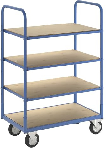 eurokraft Basic | Etagenwagen Flex | Tragfähigkeit 300 kg, 4 Etagen