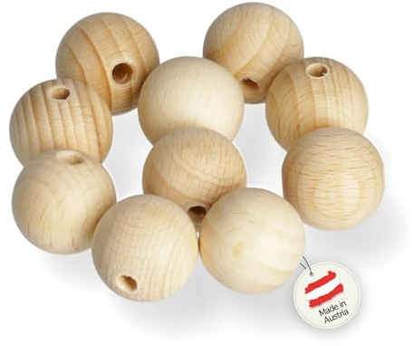 coco+cozy LIVING Holzkugeln mit Loch | 75 Stück | 20mm | Made in Österreich | Holzperlen mit 4mm Bohrung aus hochwertigem Buchenholz, DIY, basteln, Makramee