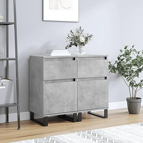 KTHLBRH Sideboards 2 Stück, aus technischem Holz, Grau, Beton, Anrichte aus Holz, mit großem Stauraum und stabiler Struktur, 40 x 35 x 70 cm