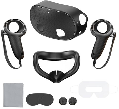 Kit d'accessoires de réalité virtuelle 7 en 1 pour Meta Quest 3S, coque de protection en silicone compatible avec la poignée de manette Quest 3S, coque de protection VR, cache lentille, coussinet