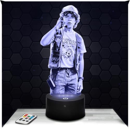Lampephoto.fr - Lampe Dustin S. Things 3D Touch Nachtlicht TV-Serie | Made in France, Sockel & Größe wählbar, dimmbar, Batterie/USB, HD-Lasergravur, Geschenk für Sie & Ihn