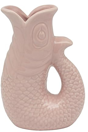 Lesser & Pavey Pink Fish Jug Vase 20cm | Ceramic, Fresh Or Artificial Bouquets, Unique Decorative, Home Display Pieces