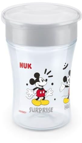 NUK Magic Cup Trinklernbecher | 8+ Monate | 230 ml | Auslaufsicherer 360°-Trinkrand zum Trinken von allen Seiten | Auswaschbar | Disney Micky Maus