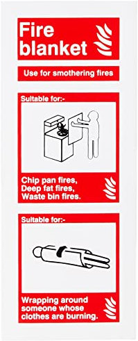 Fire Blanket Fire Extinguisher Identification Sign 80mm x 200mm - Self Adhesive (FI.18N-SA)