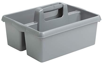 Wham Large Plastic Kitchen Cleaning Carry Tray Caddy Tidy Tote Organiser with Handle - Silver, 5 liters