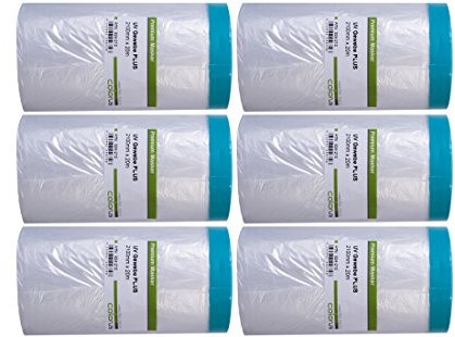 Colorus 6 x Masker Tape PLUS UV Gewebe 210 cm x 20m Abdeckfolie Maskerband in Spitzenqualität, für raue Untergründe