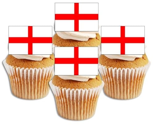 50 England Flag Cupcake Toppers, English Flags, Edible England Flags, Flags Of The World Cake Decorations, Eurovision Party Decorations, Rugby Cake Decorations, British Flag Football Decorations
