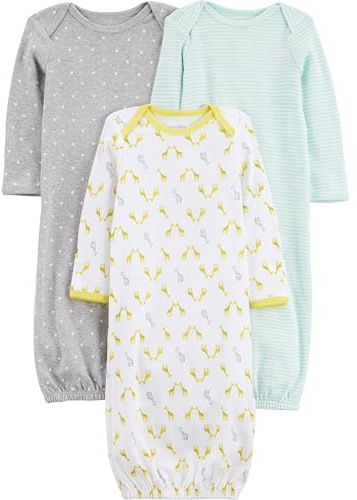Simple Joys by Carter's Baby - Jungen 3-Pack Neutral Cotton Sleeper Gown Infant-and-Toddler-Nightgowns (3er Pack)