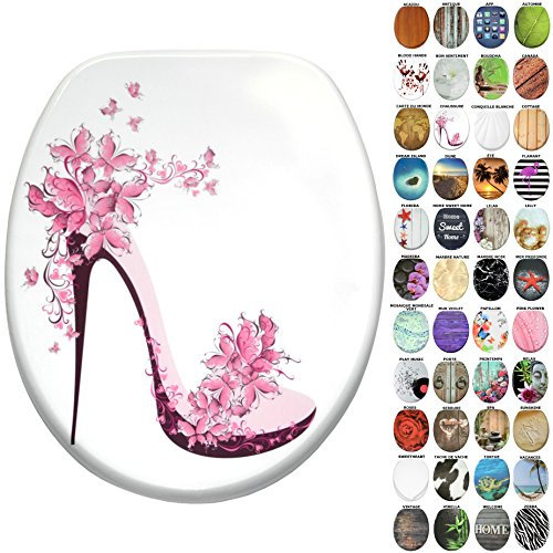 Sanilo Abattant WC, Grande sélection de lunettes de toilette, Finition de haute qualité, Charnières robustes, Fixation facile (Chaussure)