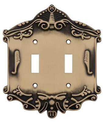Nostalgic Warehouse 719723 Victorian Switch Plate with Double Toggle, Antique Brass
