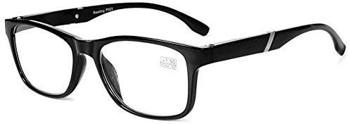 VEVESMUNDO Lesebrille Damen Herren Halbrahmen Federscharnier Vintage Halbbrille Lesehilfe Sehhilfen Brillen mit Stärke (Schwarz, +1.5)