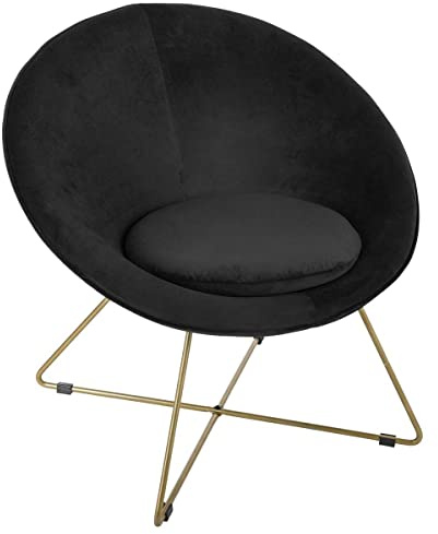 Fauteuil en Velours Noir et Pieds en métal doré - Atmosphera
