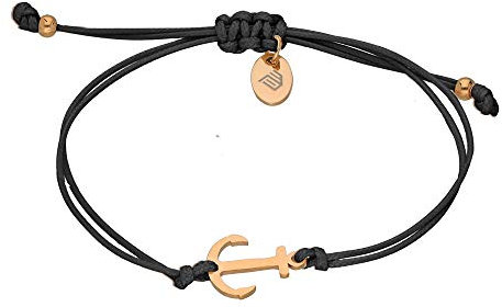 Max Palmer Armband mit Anker Anhänger [03.] - Band: schwarz | Anhänger: Rosegold