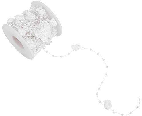 10 mt/rolle Rose Perle String Perlen für Party Hochzeit Dekoration Blumengirlande Draht für DIY Handwerk Bekleidungszubehör(Weiß)