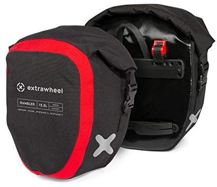 EXTRAWHEEL 2er Set [25L-50L] Fahrradtasche Wasserdicht Geruchsneutral Gepäckträger Hinterradtasche Cordura/Polyester (Material: Polyester, 25L (2x12,5L))