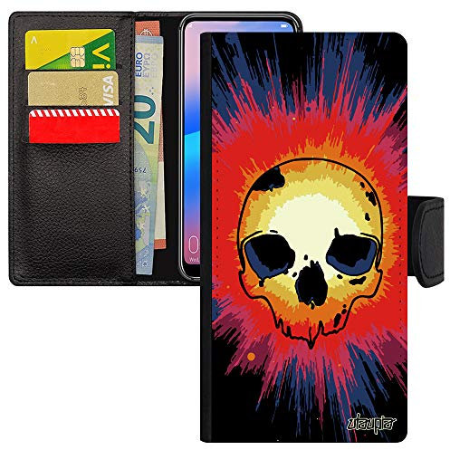 utaupia Coque Tete de Mort pour Honor 8X Cuir Crane JSN-L21 Noir Street Art Housse Smartphone Violet Techno Biker Rock Masque Horreur coloré