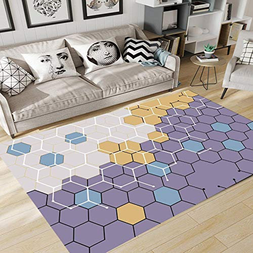 YQZS Wohnzimmer Studie Schlafzimmer Esstisch Teppich Farbe Sechseck weiche Pflegeleicht Teppiche für Wohnzimmer Schlafzimmer,200X300(79X119inch)