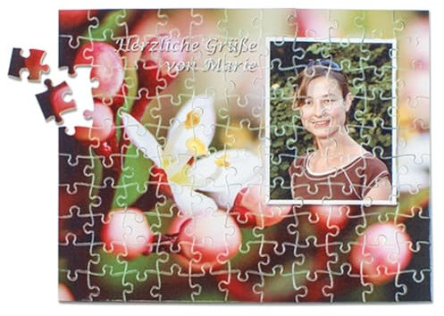 Puzzle mit eigenem Foto Bild Motiv und Text Namen als Geschenkidee Hier selbst gestalten Fotopuzzle Kartonpuzzle Puzzlespass für die ganze Familie Personalisiert (190mm x 240mm / 110 Teile)