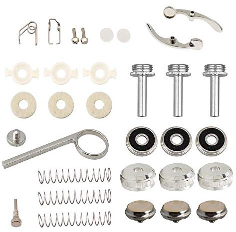 Jiayouy Trompeten-Reparaturset – Fingerknöpfe, Ventilkappe, Kolbenfeder, Silber