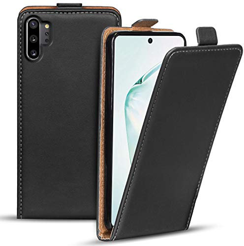 Verco Flip Cover für Samsung Galaxy Note 10 Plus Case, Flipstyle Schutzhülle für Samsung Note 10+ Hülle Kunstleder Tasche vertikal klappbare Handyhülle, Schwarz