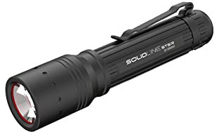 Solidline ST 5R Super Bright LED Flashlight, Focusable, 380 Lumens, 230 Metre Beam Range, 3 Light Functions, Includes Metal Clip