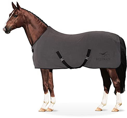 Equinate Abschwitzdecke Nevada aus Fleece mit Widerristpolster und Kreuzbegurtung 125cm Dunkelgrau