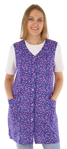 7/8 Kasack Baumwolle bunt Schürze kurz ohne Arm Kochschürze, Farbe:lila, Größe:50