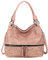 FANDARE Rétro Sac a Main Sacs Cabas Femme Sacoche Bandoulieres Cuir PU Imperméable Portés Epaule Sac Ordinateur Portable 12.9 Pouces Sac D'épaule Grand Capacité Achats École Voyage Rose
